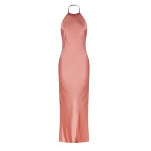 LA LUNE LOW BACK HALTER NECK MIDI DRESS - ANTIQUE ROSE